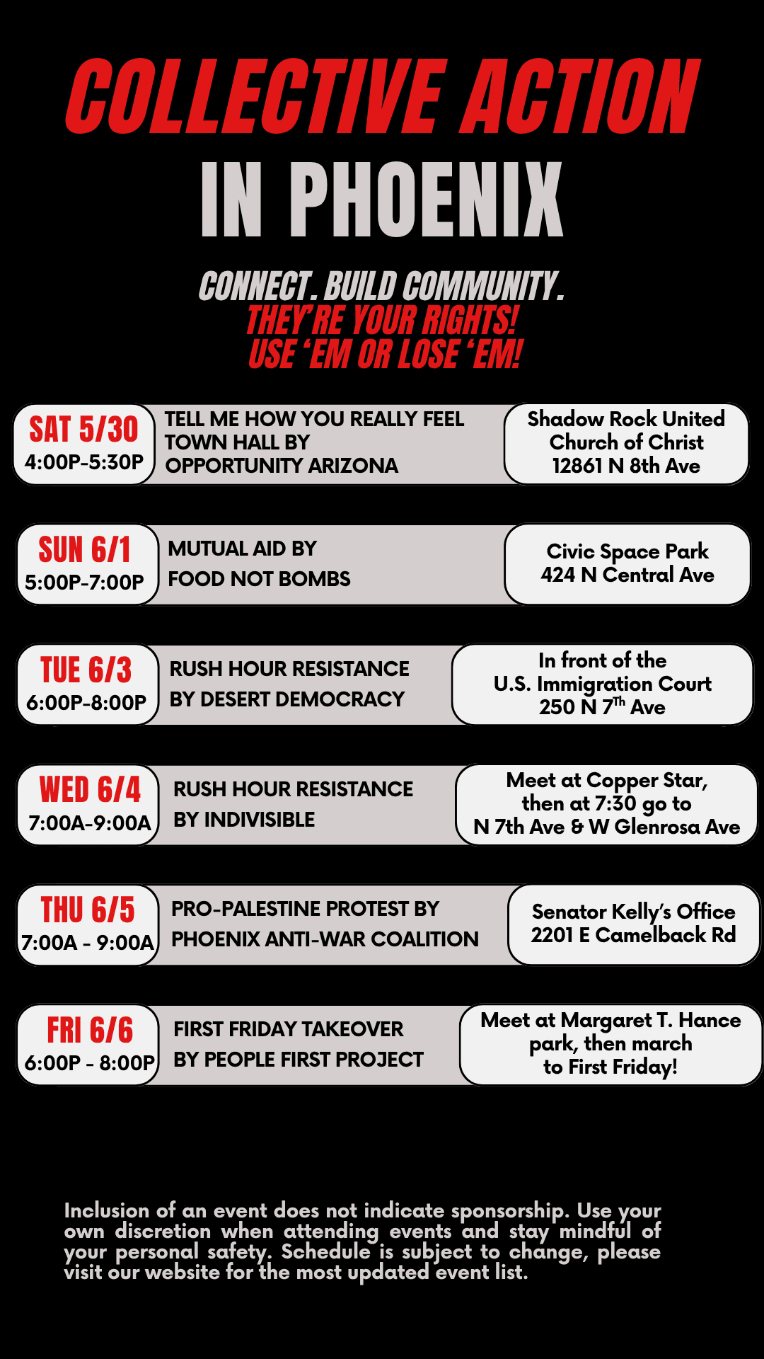 June events calendar for Maricopa county.
